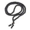 Piedra de roca de lava natural, piedra de gema curativa, 108 cuentas de oración budista, collar de pulsera tibetana Mala