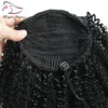 Top Quality Afro Kinky Encaracolado Rabo de Cavalo Para As Mulheres Natural Remy Preto 1 Pedaço de Cabelo em Rabos De Cavalo 100% Cabelo Humano Evermagic Produtos para o Cabelo