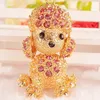 Adorável poodle cristal strass bolsa de metal pingente cachorro chaveiro chaveiro para carro bolsa de mão pingente chaveiros presente para crianças