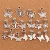 mixed Butterfly Dangle Alloy Big Hole Loose Beads Tibetan Silve Fit Charm Bracelet Jewelry BM57 LZsilver 170PCS/lot