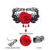 Rose Lace Chokers Gothic Retro Necklace Hollow Out Sieraden Hanger Ketting Twee kleuren Black Red 9180820