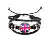 Party Supplies DIY Punk Läder Armband Kvinnor Män Charm National Flag Bracelet World Cup Fotboll Sport Party Decoration Presenter WX9-501