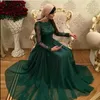 Green Cheap Dark Dresses Long Sleeves Lace Applique Formal Prom Gowns Robes De Bal Dress Evening Wear