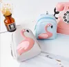 Pu leather coin purse backpack silicone flamingo make up bag Cute change pocket wallet children small coin purse keychain