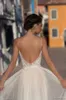 2020 Gali Karten Wedding Dresses A Line Spaghetti Sweep Train Lace Applique Beads Beach Wedding Dress Illusion Cheap Bridal Gown Plus Size