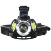 2400 LUMENS XML T6 LED 2 * COB HEADLAMP USB Uppladdningsbar Jaktljus Zoom 18650 Batterilampa Vattentät Torch