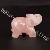 10st Natural semi Precious Gemstone Pink Rose Quartz Crystal Carving Elephant Totem Ovillkorlig Kärlek, Heart Healing, Feng Shui, lycka till