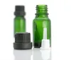 Atacado 768pcs / lote Óleo essencial verde 10ml frasco de vidro frasco com tampa de parafuso preto e plugue livre DHL de transporte