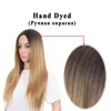 Top Quality 4 Color type Long Silky Straight Black Roots Ombre wig blonde brown gray green Synthetic Wigs Heat Resistant Fiber