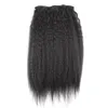 Billiga klipp i Human Hair Extensions Natural Black Hair Yaki Clip In Extensions 10PCS Kinky Straight Clip In Extensions 120g