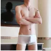 Sexy sem costura boxer masculino roupa interior troncos transparentes bulge shorts masculinos cuecas