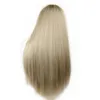 Syntetisk spetsfront peruker blondwig cosplay långa raka ombre peruker för svarta kvinnor halloween eller fest