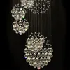 Lustre en cristal LED moderne éclairage goutte de pluie grand luminaire d'escalier avec 11 cristaux sphère plafonnier 13 ampoule GU10