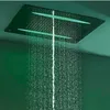 Ultra Luxur Büyük Akış Termostatik Vana Müzik FM Radyo Bluetooth LED Tavan Duş Başkanı Yağmur Kabarcık Mist Duş Bataryası