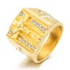 24k Gold Farbe Hip Hop Heilige Kreuzzeichen Ringgebet Christian Jesus Gold Ringe Weißes Cub Zirkonia Hochzeit Fingerring Für Männer