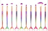 10pcs/set di pennelli per il trucco per gli occhi set Mermaid maniglia Design Blush Powder Eyeblow Owebal Eyeliner Eyeliner Eyechocked Nasce Nose Make Up Brush 4