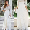 Partihandel-Womens Lace Layered Hitched Maxi Skirt En linje Boho lång asymmetrisk sommar