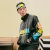 Письмо Print Plotover Windbreaker Куртка Мужской HIP Hop Streetwear 2018 Весна Осень Пурпурный Половина Zip Куртки и Пальто WS193