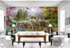 Foto personalizzata 3d wallpaper grigio lupo cani moderno bellissimo fiore di pesco TV sfondo carta da parati adesivo murale