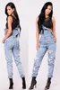 Jeans pour femmes Femmes Salopette Lavé Denim Combinaisons Pantalons longs Pantalons Mode High Street Cool Costumes Vêtements Lâche Tenue