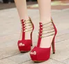 Ballroom Gold Strap Dance High New Sandals for Women Red Heels Elegant Wedding Bridal Shoes Size to