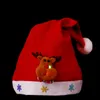 LED Kids Weihnachtshut Weihnachtsfürst Erwachsener Mini Red Santa Claus Hirsch Party Dekor Weihnachtskappen Weihnachten Dxmas Schneeflocke Häkelhüte 100pcs