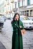 2018 mulheres trincheiras retro liner branco longo casaco de lã verde duplo-breasted terno colarinho solto lã casaco TP016