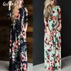 도매 - qiyun.z 2017 여름 보 호 비치 드레스 패션 플로랄 인쇄 여성 긴 드레스 3 쿼터 슬리브 느슨한 맥시 드레스 Vestidos
