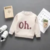 Buchstabe OH Herbst Jungen Mädchen Pullover Tops Strickpullover Kleinkind Langarm Rundkragen Baby Mädchen Kinder Pullover mit Samt