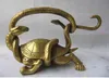 Excellent Copper brass Dragon Turtle Snake Myth Basaltic God beast statue