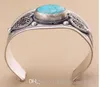 Unisex Gift Vintage Turquoise Bead Manchet Armband Bangle Tibet Silver Heart
