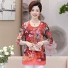 Waeolsa Chinese stijl vrouw etnische chiffon blouses grijs blauw rood groen bloem gelaagde tops vrouwen oosterse botton design blouse