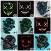 10 Colors EL Wire Ghost Mask Slit Mouth Light Up Glowing LED Mask Halloween Cosplay Glowing LED Mask Party Masks CCA10290 30pcs