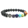 Sept Chakras arbre de vie breloques 8mm perles de pierre de lave noire bricolage aromathérapie diffuseur d'huile essentielle Bracelet bijoux de Yoga