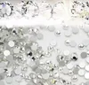 1440 stks / partij Nail Art Glitter Steentjes Wit Crystal Clear Fastback DIY Tips Sticker Kralen Nail Jewelry Accessoire Gratis Verzending