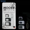 4In1 4 i 1 Noosy Nano SIM-kortadapter + Micro SIM-kort Adapter + Standard SIM-kortadapter för iPhone Huawei Samsung 1000sets / Lot = 4000p