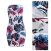 New Summer Dresses Women Sexy Floral Print Strapless Mini Bodycon Dress Lady Girls Casual Tube Slim Party Dress Hip Package Vestidos S-3XL