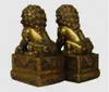 Natale Cina Cinese Ottone Folk Fengshui Foo Fu Cane Guardia Porta Leone Statua Coppia Halloween