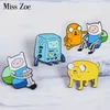 Miss Zoe Adventure Time Emaljnål Finn och Jake broscher Väska Kläder Lapel Pin Button Badge Cartoon Smycken Present till vänner barn