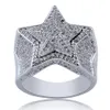 Hommes bijoux pentagramme bague en laiton or argent glacé Micro pavé Zircon Style Punk bagues 7118107648