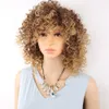 Kurze blonde und braune Afro-Perücke, verworren, lockig, flauschige Perücken für amerikanische Frauen, Kunsthaar, Hochtemperatur-Cosplay
