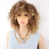 Korte blonde en bruine afro kinky krullend pruik pluizige pruiken voor Amerikaanse vrouwen synthetische haar hoge temperatuur cosplay