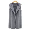 Plus Storlek Ytterkläder Korta Kvinnors Västar Kvinna Spring Waistcoat Avstängning Krage Vest Casual Cardigan Sommar Ärmlös Jurit