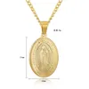 Guld silver två ton rostfritt stål religiös hänge katolska smycken The Virgin Mary Medallion charm halsband för kvinnor