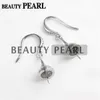 Earrings Setting for Round Pearls and Cabochon 925 Sterling Silver Zircons Hook Earring Findings 5 Pairs