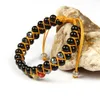 7 Chakra Guérison Yoga Bracelets 6mm Sédiment Naturel Noir Onyx Pierre Perles Double Rangée Macramé Bijoux Entier 10pcs252M