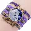 Zwarte kleur gotische wolf maan glas koepel bedel armband bangle sieraden love boy heren handgemaakt