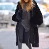 Zima Ciepła Z Kapturem Duży Rozmiar Średniej długości Solid Color Fur Faux Fur Kobiety 2018 Nowy Casual Długi Rękaw Kobiet Płaszcz