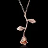 New Jersey Magnifique Rose Fleur Pendentif Collier Amoureux Colliers Bijoux Cadeau pour Femmes Fille 3 Couleurs 1pc