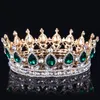 Vintage guldhuvudstycken bröllop krona legering brud tiara barock drottning kung krona guld färg strass tiara och krona billigt6382043